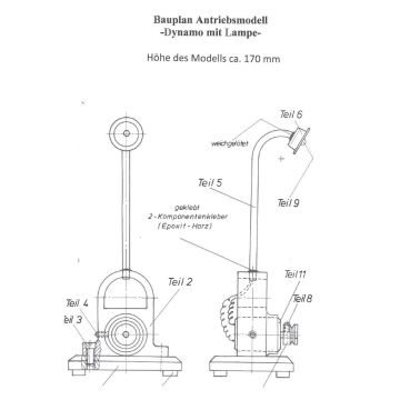 Bauplan Antriebsmodell Dynamo mit Lampe